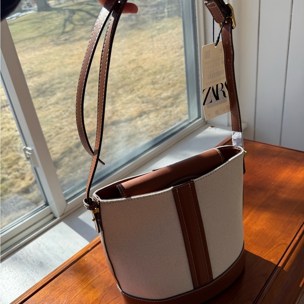 Zara Elegant Brown and Cream Women's Bag - Picture 2 of 5